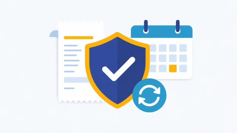Shield, receipt and calendar showing what BoostMe.com covers for bought YouTube views